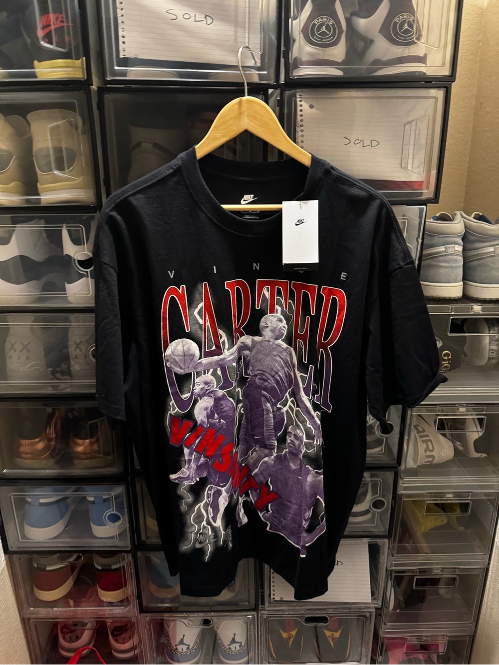 Nike Black Carter Graphic Short-Sleeve Tee with Red & Purple Print